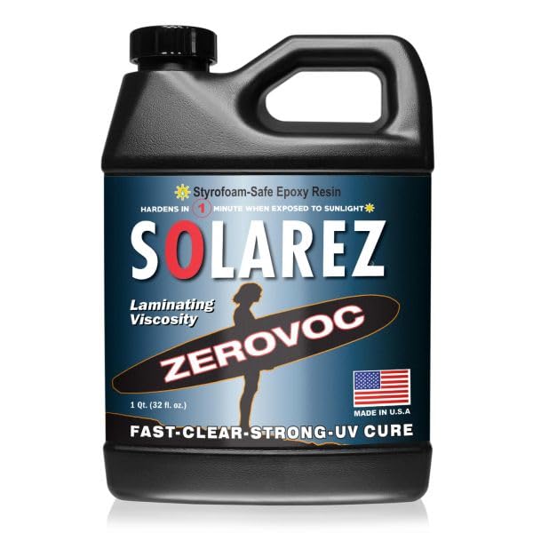Solarez UV Cure ZEROVOC Low Viscosity Epoxy Resin (Pint) Tough, Yet Flexible, Non-Yellowing, Cures in 3 Mins! ~ Epoxy, Poly and Styrofoam Safe! Fast Fiberglass Wetting! Eco Friendly! Made in The USA!