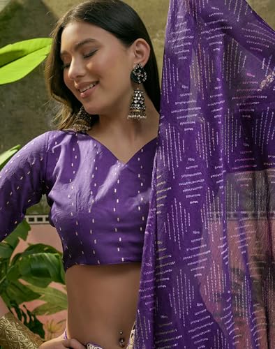 Image of SIRIL Women's Chiffon Scalloped Border Sequins Embroidery Saree with Unstitched Blouse Piece