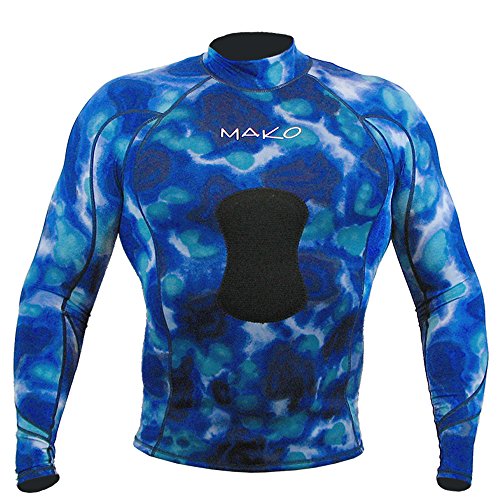 Camiseta de traje de neopreno para pesca submarina azul camuflaje manga larga - 1.5 mm miniatura 1