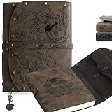 ACTIONDRAKE Vintage Dragon Notebook/Journal Gift for DND DM and Players Gifts for Nerds For DND D&D Dungeons and Dragons For Men and Women A5 Size 300 Pages (Khaki Dragon King)