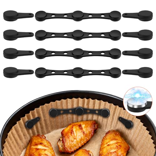 Magnete Für Airfryer Backpapier 12 Stück Magnet Silikonschnalle für die Luftfritteuse zum Festhalten von Pergamentpapier Zubehör für Heißluftfritteuse Airfryer Zubehör (Schwarz Rund)