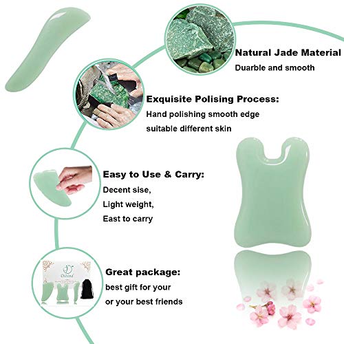 Gua Sha schrapen, 3 stuks Jade GuaSha schrapen massage tools met gladde rand voor fysiotherapie, natuurlijke Jade Gua… - Image 6