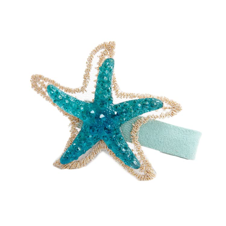 Vista 2 de Pinza para el pelo de cola de sirena, horquilla de cola de pez, conchas de mar, pinzas de sirena BBG31 (estrella de mar)