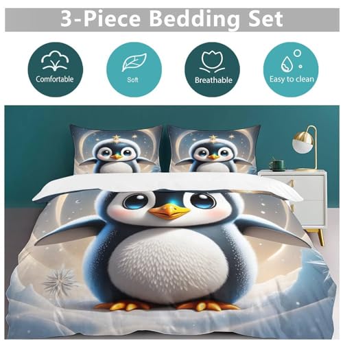 Parure de lit microfibre de qualité supérieure avec imprimé pingouin moderne - 6