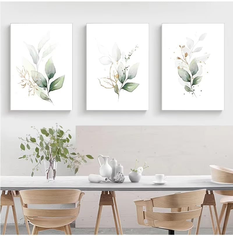 Tableau sur toile feuilles vertes de Bohême déco murale salon 40x50 cm