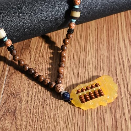 Collier Hippie Argent 925 Anti-Allergie avec Perles en Bois Style Boho