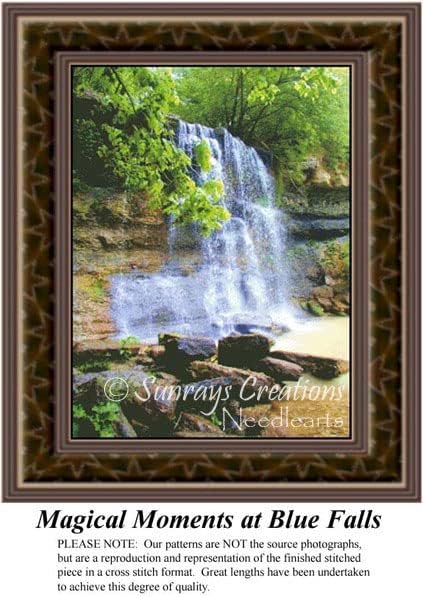 Waterscapes Cross Stitch Patterns | Magical Moments at Blue Falls (Pattern Only, You Provide The Floss and Fabric)
