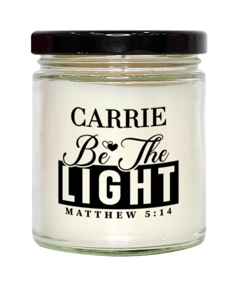 Bible Verse for Carrie Candle,Christmas Gifts for Carrie Be The Light Mattew 5:14 Gifts for Women Coworker Carrie Name Birthday Candle Christmas Gifts, Housewarming, Soy Wax, Scented, Decor