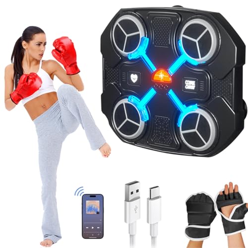 Music Boxing Machine - Macchina Da Boxe Elettronica Con Bluetooth, Supporto Parete, Guanti Inclusi, Per Allenamento Fitness A Casa