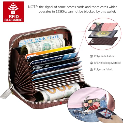 Image of FurArt Credit Card Wallet, Zipper Card Cases Holder for Men Women, RFID Blocking, Key Chain, 12 Slots, Compact Size, Artistic Flower, small, Classic