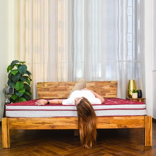 Image of Coirfit LUXURINO Pillow Top with ISPT Tech. 10 Inch King Size Bonnell Spring Mattress 72X72 Inches with 7 Year Warranty | Firm Support Bed Mattress | Hotel Like Bounce | Orthopedic Comfort, Red