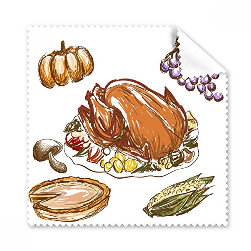 Chiffon de nettoyage pour écran et lunettes motif dinde raisin 5 pièces