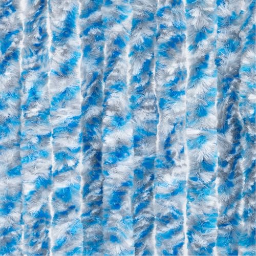 Rideau de porte en chenille Moritz 90x220cm bleu gris blanc - 2