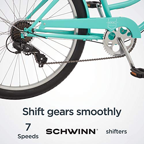 Schwinn Mikko Adult Beach Cruiser Bike, 17Inch Steel Frame, Wide Wheels for Stability, Rear