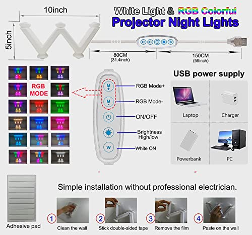 Acnctop Night Light Projector,Led Projector Kids Bedroom Lights Wall Sconces Rgb And White Lamp Perfect For Aesthetic Room Decor In Your Home #TOP3