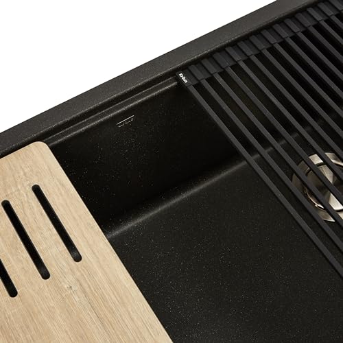 Kraus KGUW2-33MBL Bellucci 32 Inch Inch Drop In Workstation Granite Kitchen Sink In Metallic Black thumb #4
