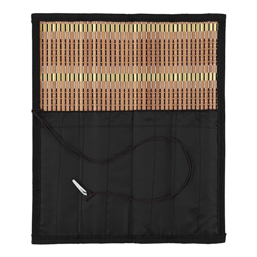 Creative Mark Estojo de enrolar pincel de pintura – Tapete de bambu com fecho de amarrar, 8 bolsos grandes para pincéis de cabo curto e longo, design respirável para artistas, professores, estudantes
