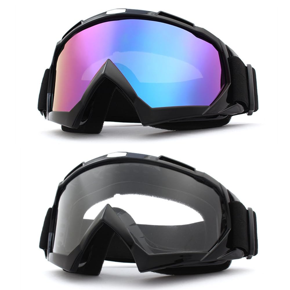 Occhiali Moto Occhiali da equitazione, occhiali da moto fuoristrada da uomo e da donna, occhiali da esterno antivento neri brillanti