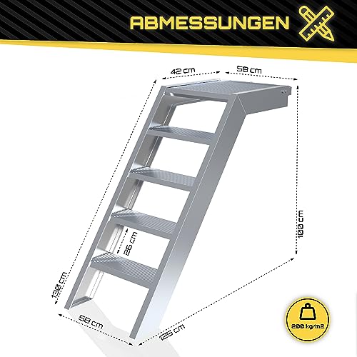Podesttreppe mit Geländer Breite 80-120 cm Höhe 35-150 cm Podesttreppe mit Geländer Breite 80-120 cm Höhe 35-150 cm