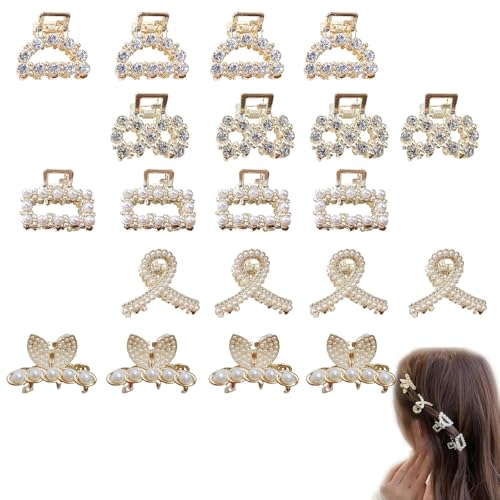 20 mini pinces à cheveux géométriques et oreilles de lapin avec strass pour femme
