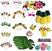 Queta Set de Décoration de Fête Tropicale Hawaïenne - 147 Pcs DIY Cartes de Gâteau Bâtons de Pièce Table Toothpick de Mariage Anniversaire Décoratifs Party Supplies
