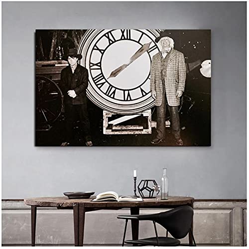 QIAOB Cuadros de Pared de Lienzo, póster Retro de Regreso al Futuro, Lienzo de campanario, Pintura...