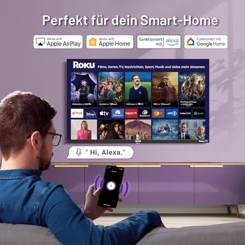 RCA Fernseher 43 Zoll (108 cm) Smart TV mit WLAN, UHD 4K, Roku TV, Triple Tuner DVB-C/S/S2/T/T2, HDR10 HLG, RK43UN1, 2024 (Nur für Deutschland) – Bild 6