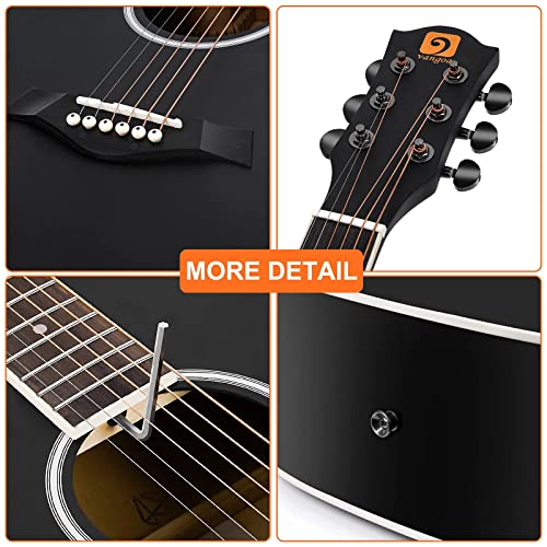 Vangoa Guitare acoustique 6 cordes pour gaucher Noir 104 cm - Les Beatles, Paul McCartney, John Lennon, RIngo Starr, George Harrison Vangoa Guitare acoustique 6 cordes pour gaucher Noir 104 cm – Image 8