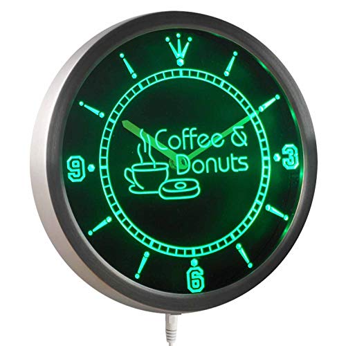 Advpro Nc0300-B Open Coffee & Donuts Cafe Bar Neon Sign Led Wall Clock #TOP2