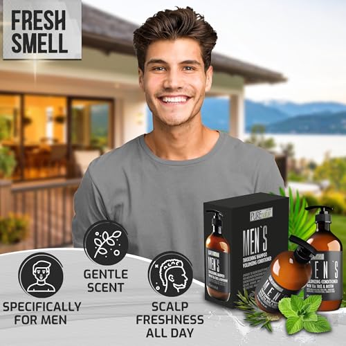Image of Mens Shampoo and Conditioner Set - Sulfate Free Strengthening and Thickening Formula for Fuller Hair - Helps with Thinning Hair - Formulated for Men - 16 Fl Oz (Set of 2)