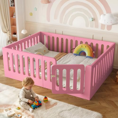 Image of Bellemave Full Montessori Floor Bed Frame,Pink
