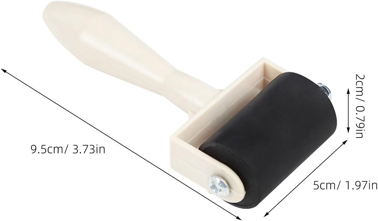 WOFASHPURET 12pcs Rubber Ink Rollers Set for Printmaking and Inking Manual Textured Ink Roller Tool with White Handle for Block Printing Crafts