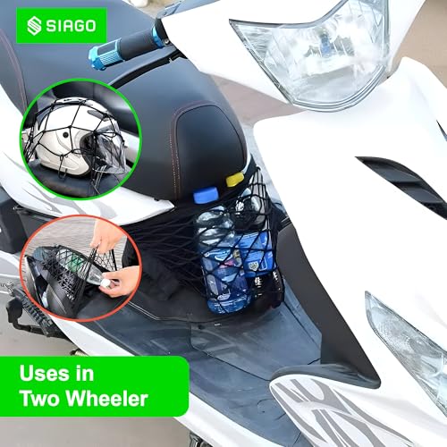Image of SIAGO SIA138 Single-Pocket Car Mesh Organizer - Backseat Net Bag, Barrier for Pets & Kids, Tissue & Purse Holder, Driver Storage Pouch, Car Divider