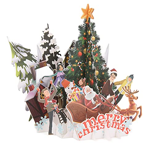 Nurnesy Cartão de feriado tridimensional, papel decorativo em forma de festa de Natal com envelope,