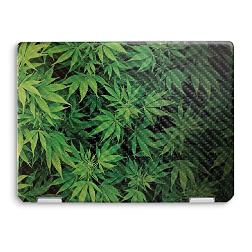 Image of MightySkins Carbon Fiber Skin Compatible with HP Spectre x360 14 inch (2022) Full Wrap Kit - Weed | Protective, Durable Textured Carbon Fiber Finish | Easy to Apply | Made in The USA
