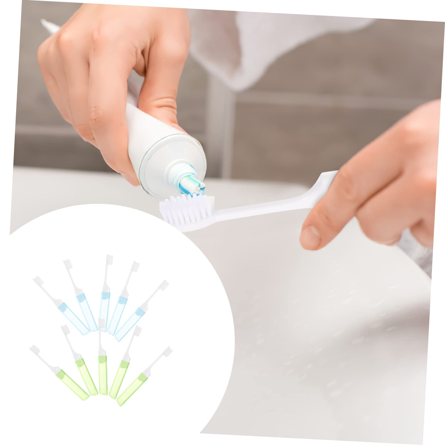 Beaupretty 30piezas Cepillos De Dientes Plegables Para Cepillos De Dientes Portátiles Para Camping Azules y Verdes Perfectos Para y