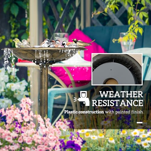 Outsunny US844-758V00LR0131 28 Inch Antique Bird Bath With Pedestal Flower Planter Base, Vintage Style Decorative Birdbath & Bird Feeder Bowl thumb #5