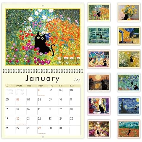 GuassLee Cat Wall Calendar 2025, Vertical Wall Calendar 2025,18-Months Hanging Art Calendar Jan. 2025 to June. 2026, 14" x 23" Monthly Planner Wall with Thick Paper for Office School Home Teacher Cover