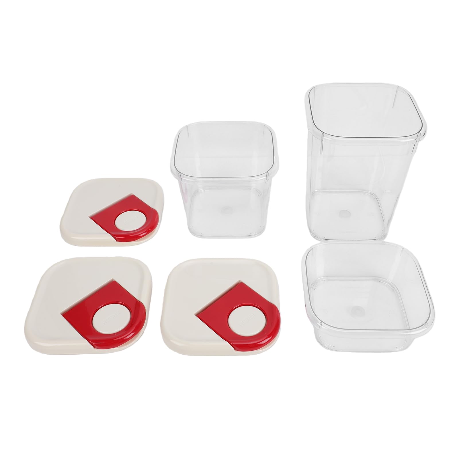 Jiawu Lebensmittel-Aufbewahrungsbehälter, Luftdicht, Feuchtigkeitsbeständig, Transparent, 3-teiliges Set, Lebensmittel-Aufbewahrungsbox mit Stapelbaren Deckeln für die Organisation in der Küche