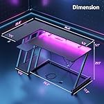 47 Inch Gaming Desk with Power Outlet & LED Lights, Corner Computer Desk with 3 Tiers Storage Shelves, Home Office Desk with Monitor Stand for Small Space, Carbon Fiber Black - Image 2