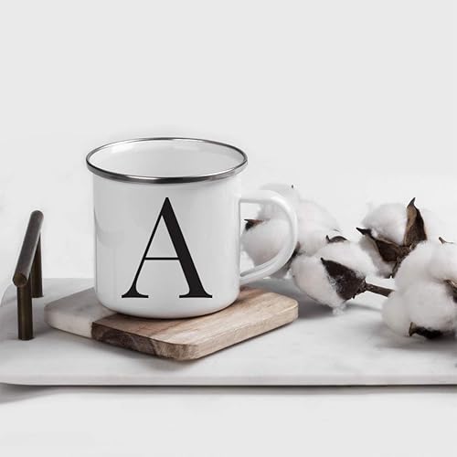 Miniatura 7 de Andaz Press Taza de café de acero inoxidable de 11 onzas, regalo formal con monograma negro, letra inicial S, 1 paquete, taza de campamento de