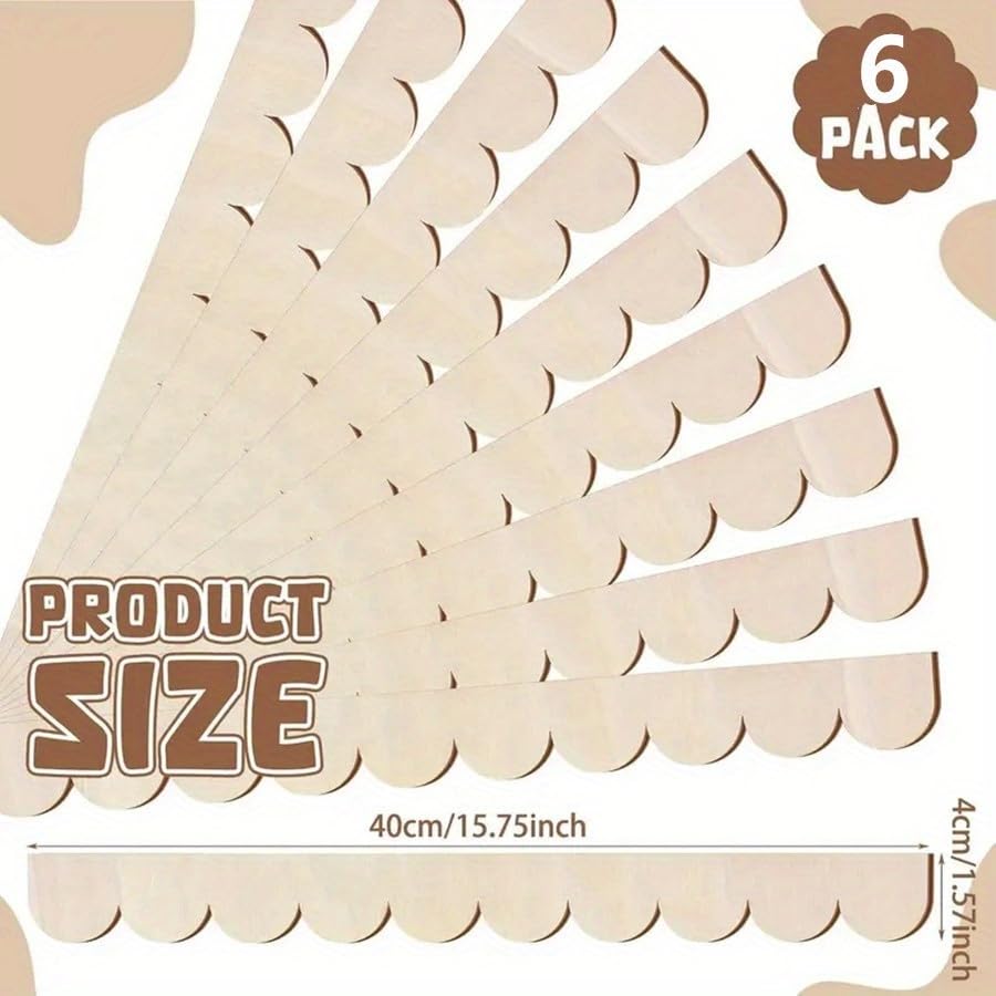 Image of Cliths Pack of 6 Wooden Moulding Strips & Border Patti - 40x4cm Unfinished Wooden Border Panel for DIY Furniture, Wall Trims, Frame Borders & Crafts