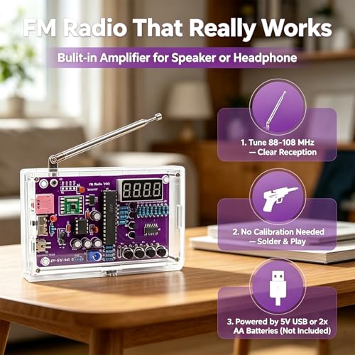 FM Radio Kit Soldering Practice Kit DIY Electronic Kits 87-108MHz FM Radio DIY Kit Digital DIY Soldering Project Kit ISolderStore - Image 3