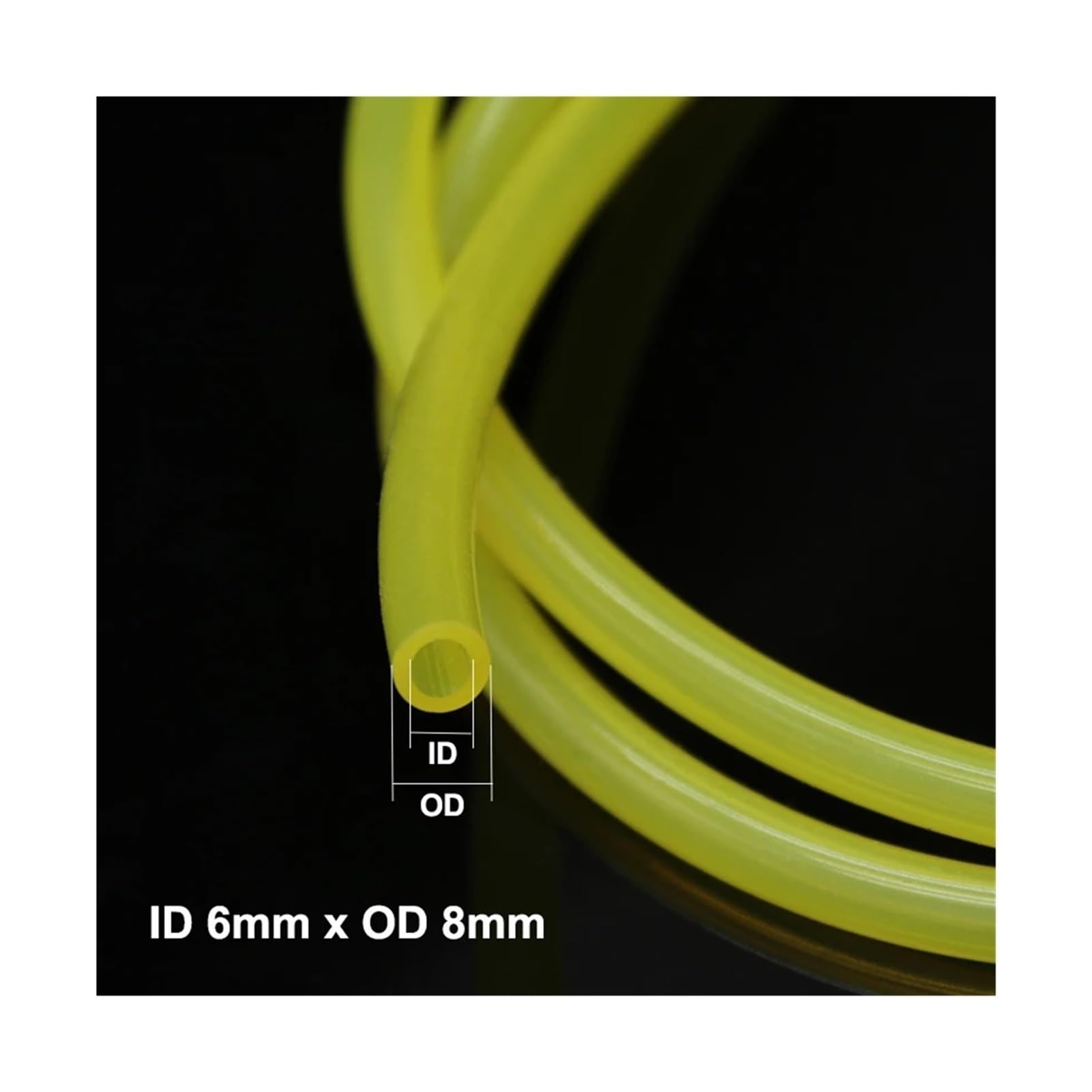 Manguera de tubo poliuretano amarillo for flexible diámetro 2 mm 3 4 5 6 7(ID 6mm x OD 8mm,10 meters)