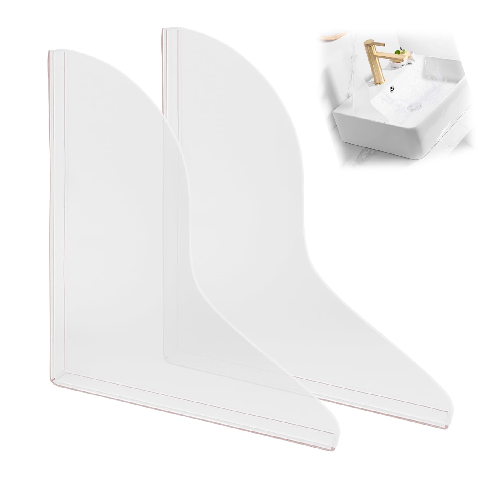 Cateye 2 PCS Shower Splash Guard, Bath splash guard for side of bath, Splash Guard for Bathtub Water Stopper Barrier For Bathtub Sink Splash Guard Bathroom Kitchen, Shower water stopper barrier