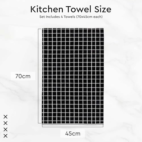 Miniatura 6 de Encasa Xo - Juego De 12 Toallas De Cocina 70x45 Cm , Acabado Antibacteriano, Algodón Ecológico, Absorbente Para La Limpieza Y Secado Rápido De Platos - Negro