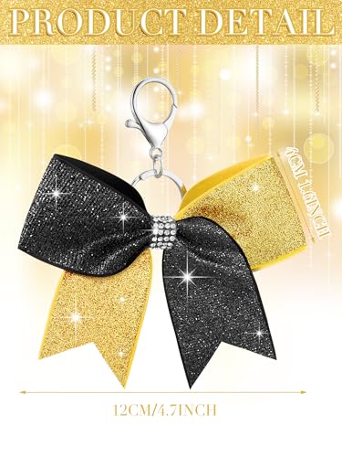 Image of Tondiamo Cheer Bow Keychain Cheer Keychain with Rhinestones Cheerleader Keyrings for Team Gift Cheerleading Sports Accessory