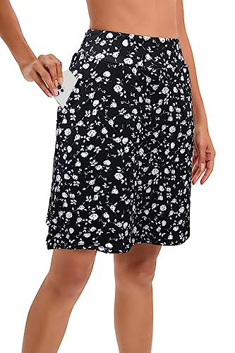 Timuspo Jupe avec short intérieur pour femme, longueur genou, taille haute, pour le sport, le tennis, le golf, la randonnée, XXL