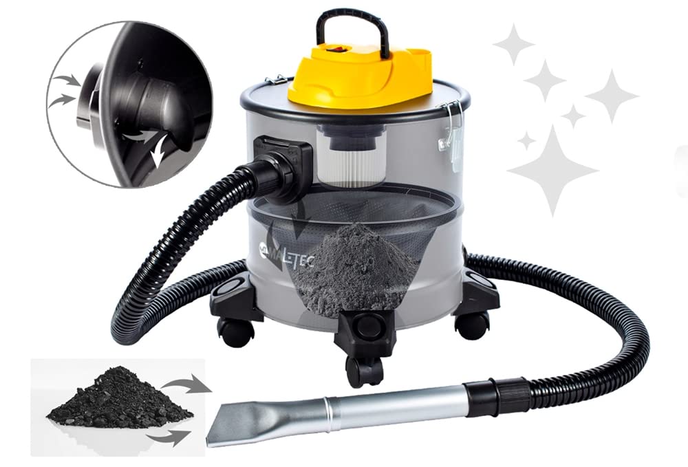 MalTec 5901924214304 Odkurzacz Przemysłowy TurboVac ML1800-ASH | do Popiołu | Kominkowy | Zbiornik Aluminiowy 18L | Moc 1800W | Filtr HEPA | Dmuchawa | Duża moc ssania