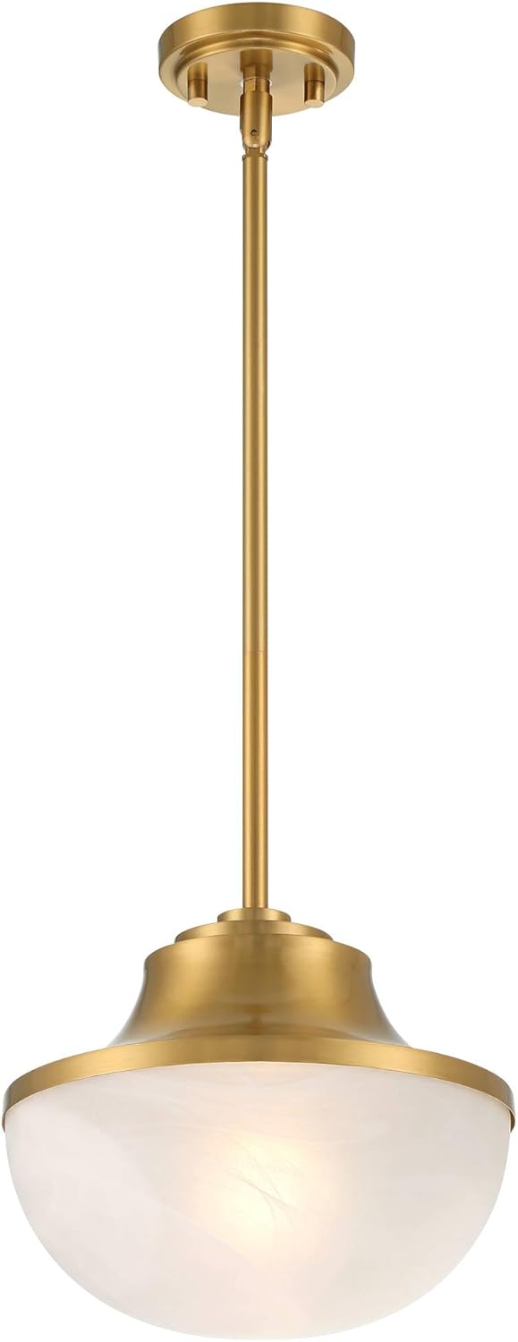 Possini Euro Design Zachary Warm Gold Mini Pendant Light 11" Wide Mid Century Modern White Glass Shade Fixture for Dining Room House Foyer Kitchen Island Entryway Bedroom Living High Ceilings